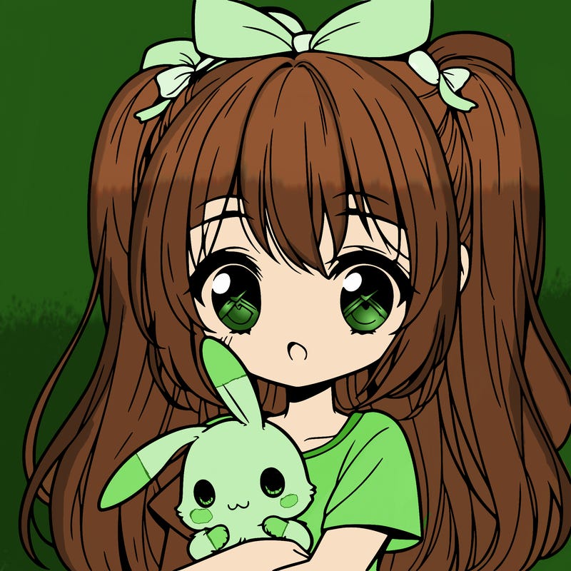 cute manga girl holding a bunny