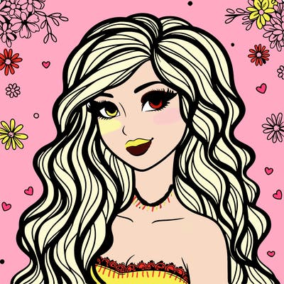 pretty woman with long wavy hair