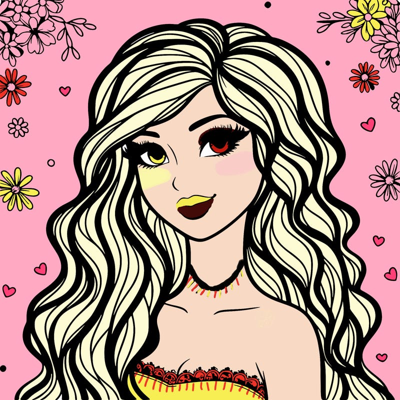 pretty woman with long wavy hair