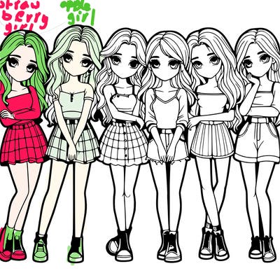 a group of girls realistic