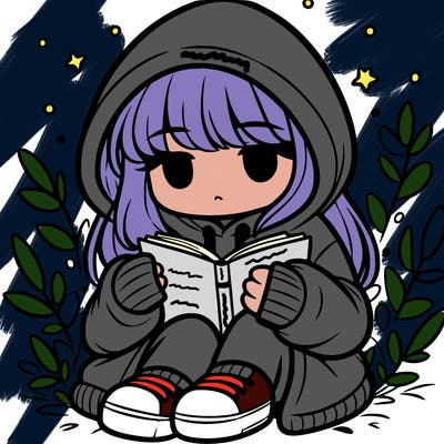 girl in oversized hoodie reading a book