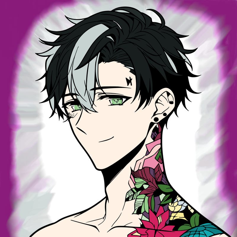 gay anime man with neck tattoo