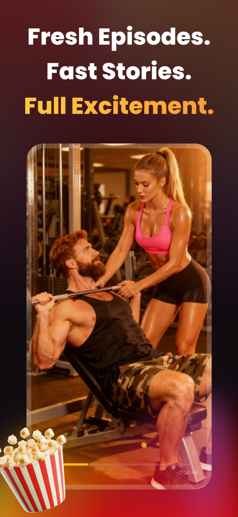 Drimix – Mini Drama Hub - Un homme et une femme dans une scène dramatique de gym d'un court métrage sur l'application Drimix.