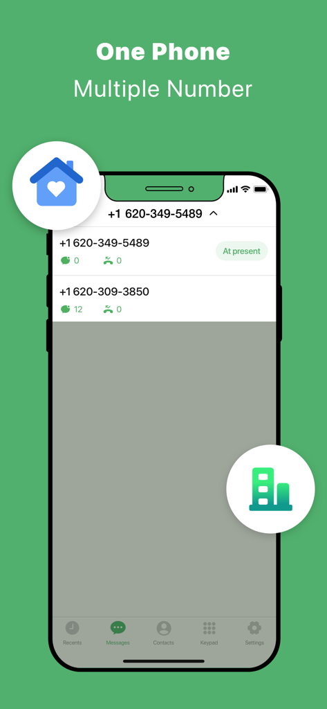 Interface mostrando vários números de telefone em um dispositivo para uso doméstico e comercial