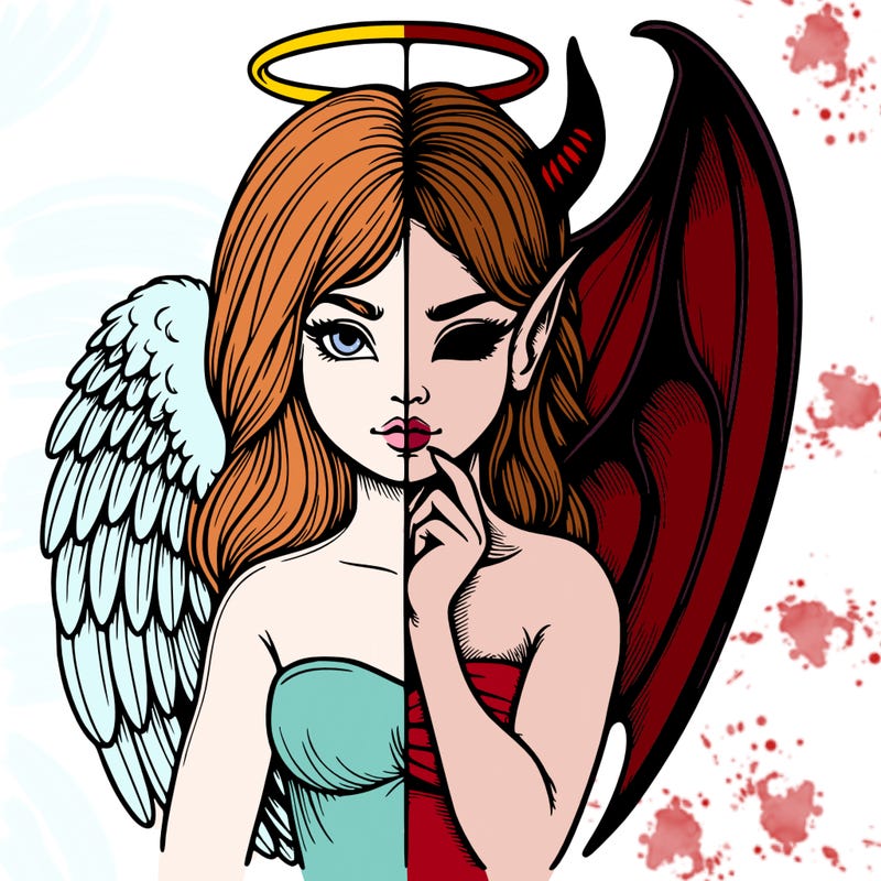 realistic angel half demon