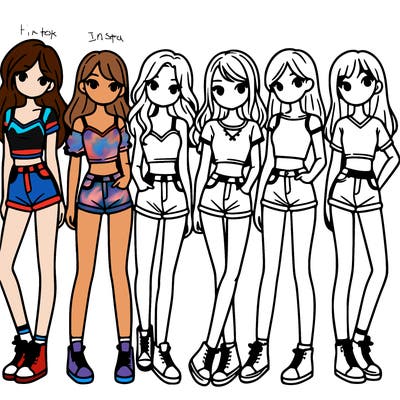 a group of girls wearing crop tops and shorts