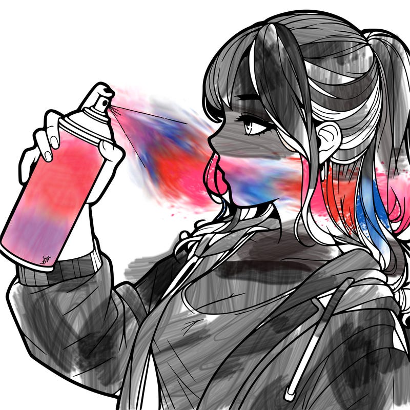 a realistic girl spray, painting