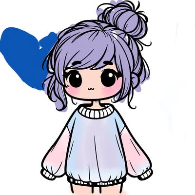 cute girl with baggy sweater and messy bun