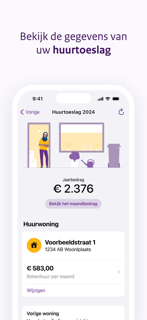 Toeslagen - Toeslagen app interface showing the overview of rent allowance information