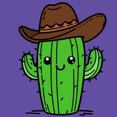cactus with cowboy hat