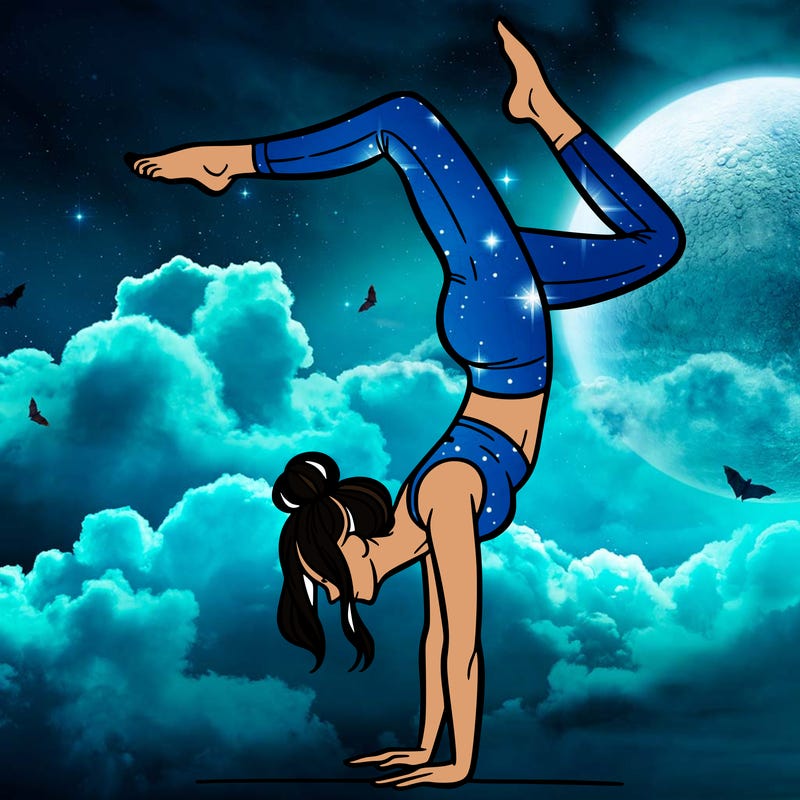 a woman doing a handstand