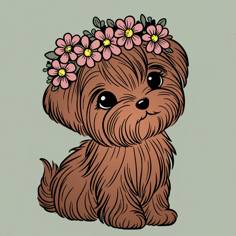 maltese wearing a flower crown