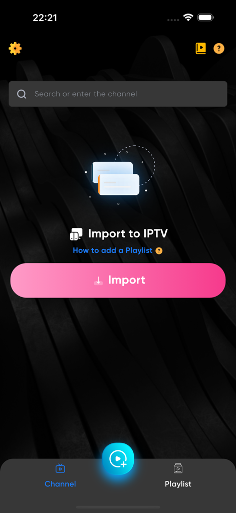 IPTV Player Pro - Smart TV - IPTV Player Pro App Importbildschirm für M3U- und M3U8-Playlists