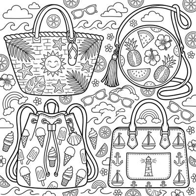 Escape to a vibrant summer vacation with our delightful handbag coloring page, thoughtfully designed for seniors. Enjoy clear outlines and engaging patterns, perfect for a relaxing and creative artistic session.