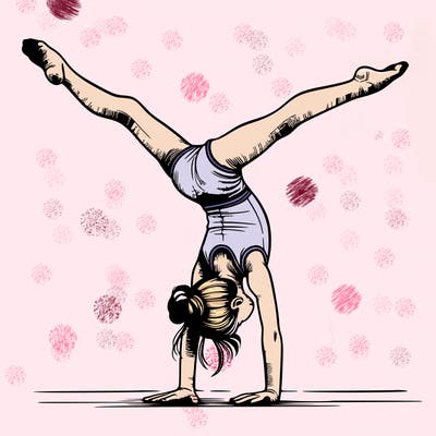realistic gymnastic hand stand girl in four splits