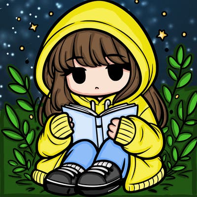 girl in oversized hoodie reading a book