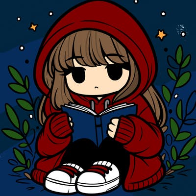 girl in oversized hoodie reading a book