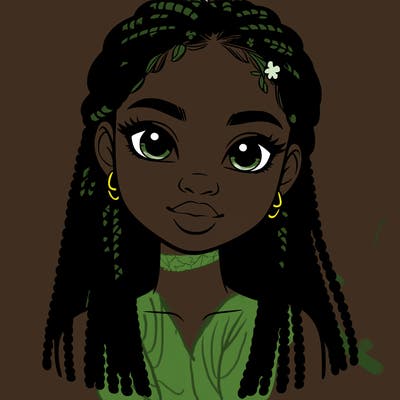 a realistic black girl with braids