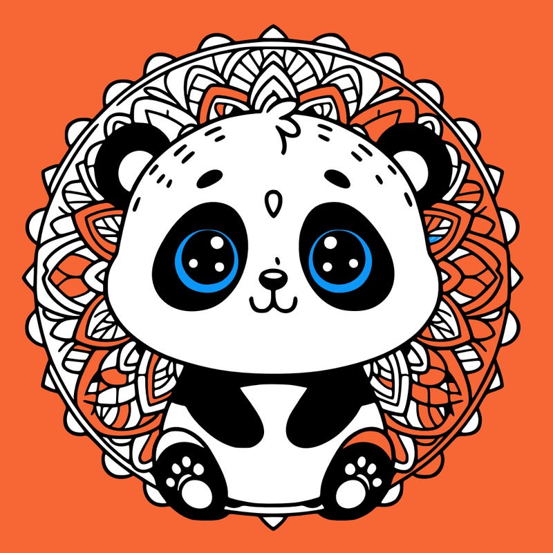 cute baby panda animal mandala