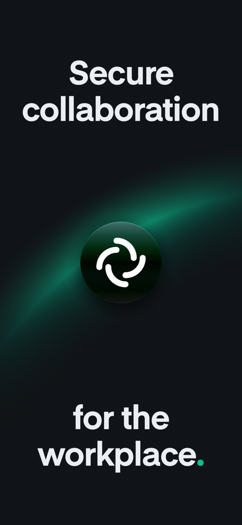 Element Proアプリのスプラッシュスクリーン。職場のための安全なコラボレーションというテキストと中央のロゴが表示されています。