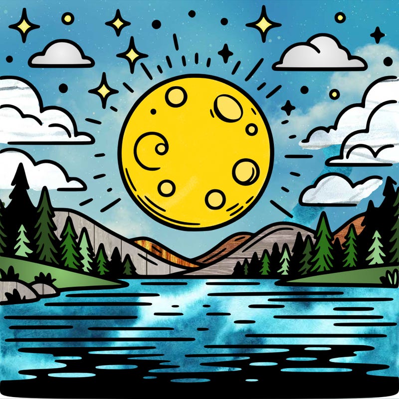 moonlight shining on a lake