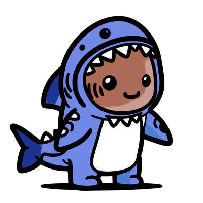 shark in a dinosaurs costume