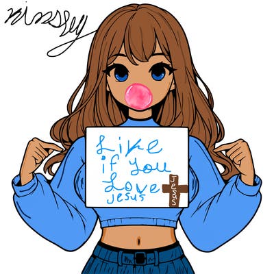 girl holding a blank sign in a long sleeve crop top