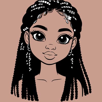a realistic black girl with braids