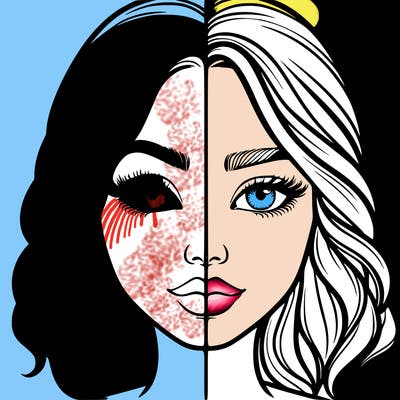 realistic girl split half