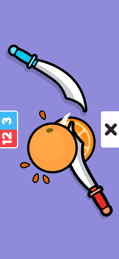 Two Player Game: 1v1 Challenge - Due giocatori che competono in un mini-gioco a fette di frutta 1v1 affettando un'arancia