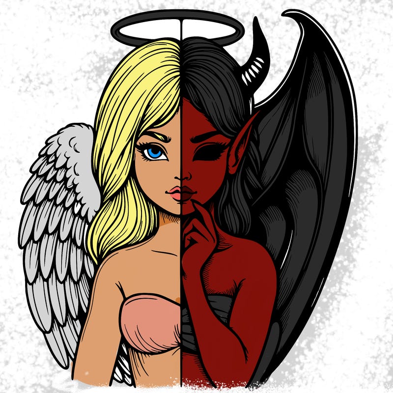 realistic angel half demon