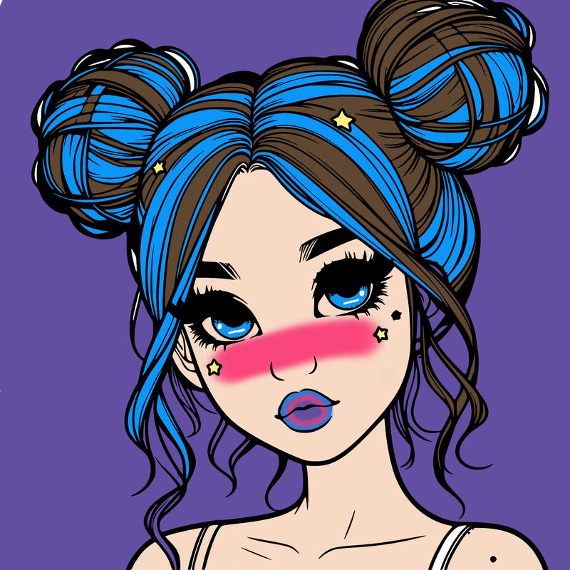realistic girl with space buns