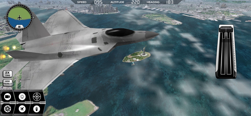 F-22 Raptor fliegt in Flight Simulator FlyWings 2014 über die Freiheitsstatue