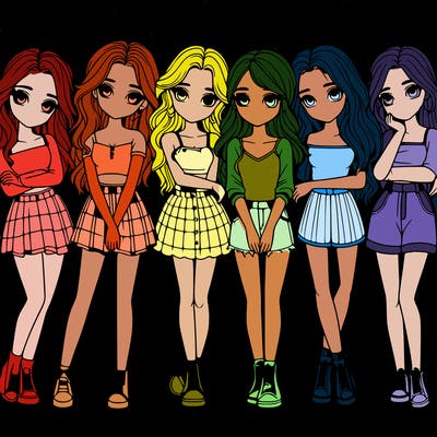 a group of girls realistic