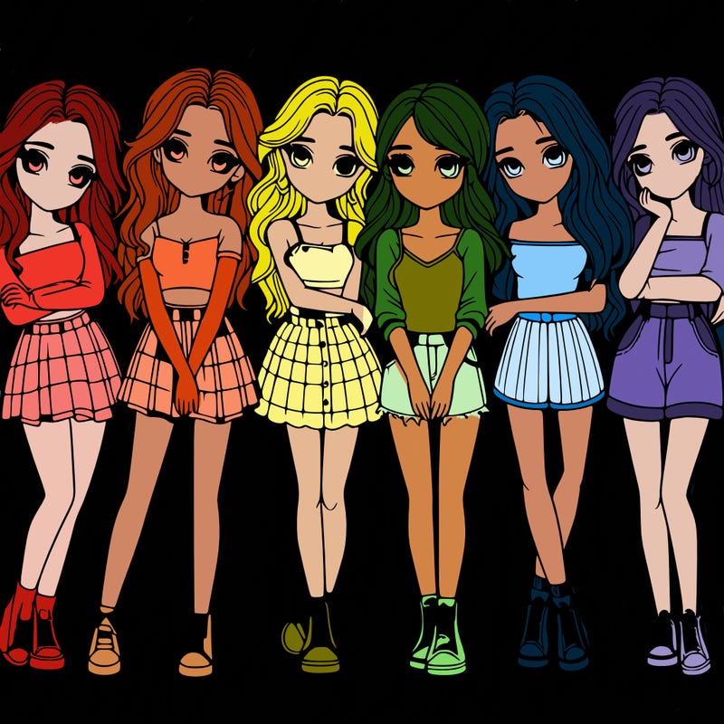 a group of girls realistic