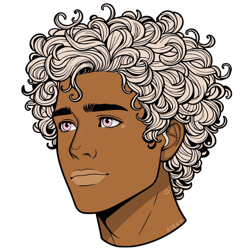 realistic guy with curly hair