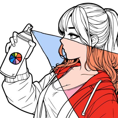a realistic girl spray, painting