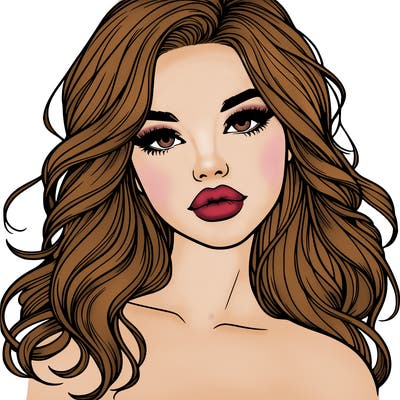 realistic girl with hair and lips