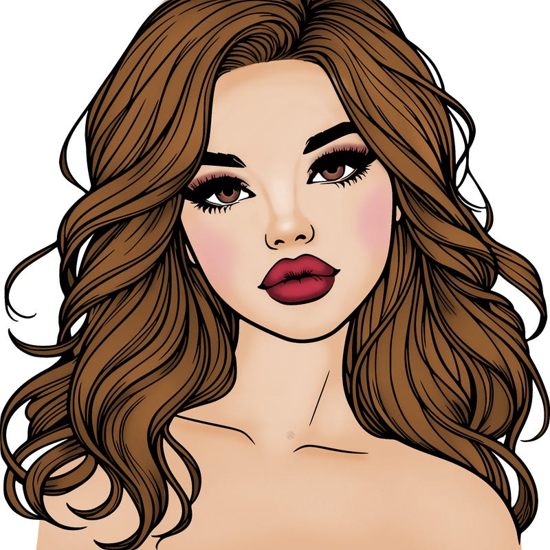 realistic girl with hair and lips