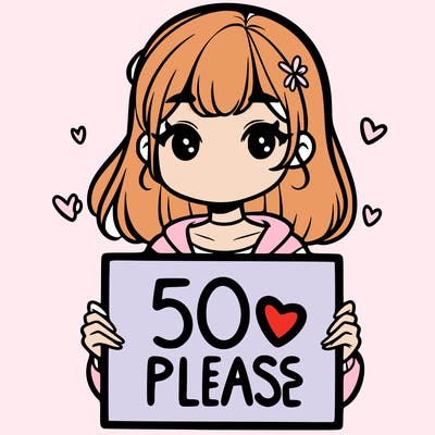 a girl holding a 50 likes please sign