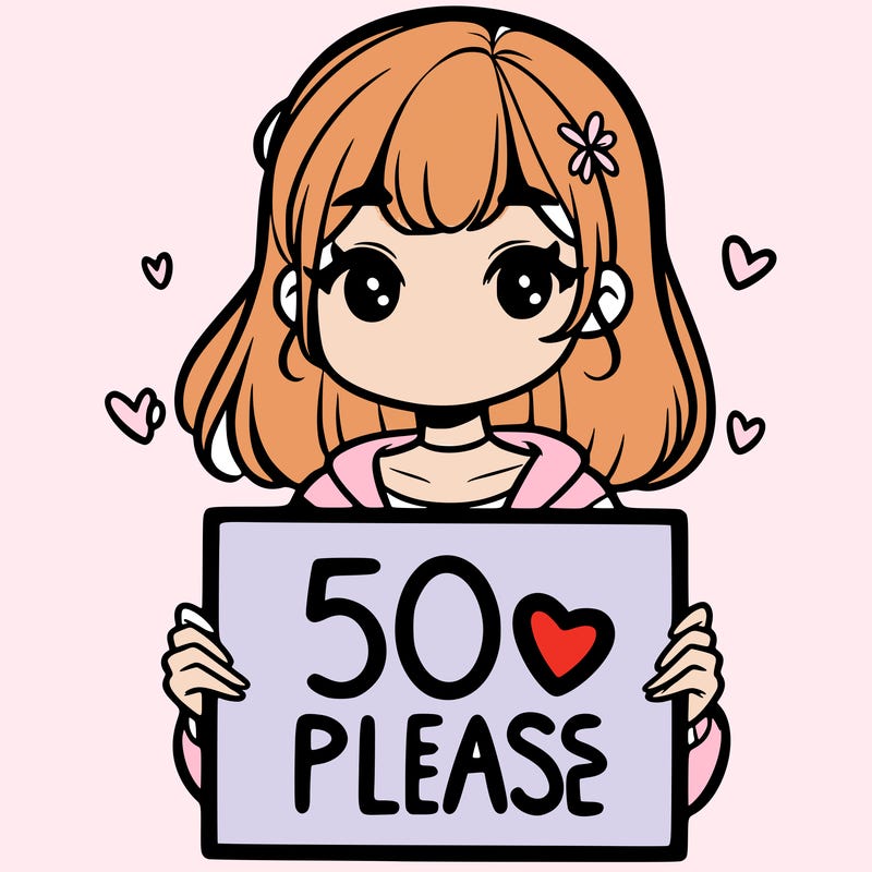 a girl holding a 50 likes please sign