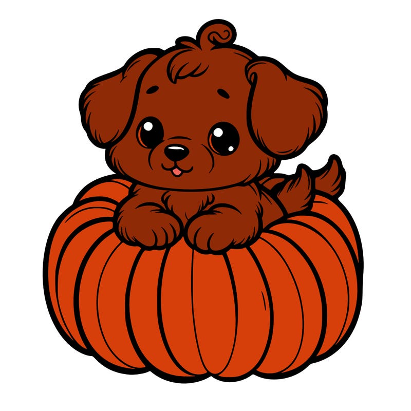 cute little puppy in a pumpkin