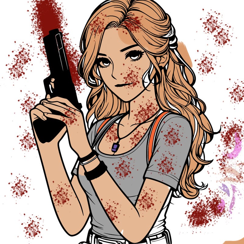 realistic  pretty girl with a  gun