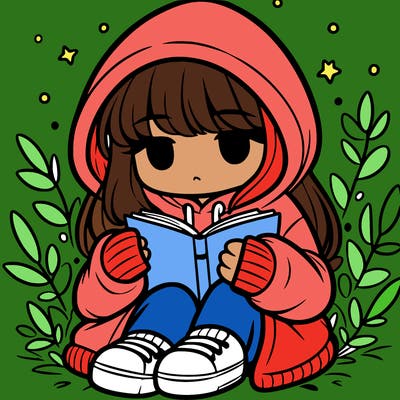 girl in oversized hoodie reading a book