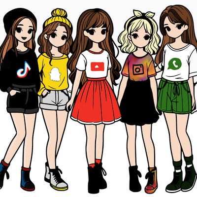 a group of five girls