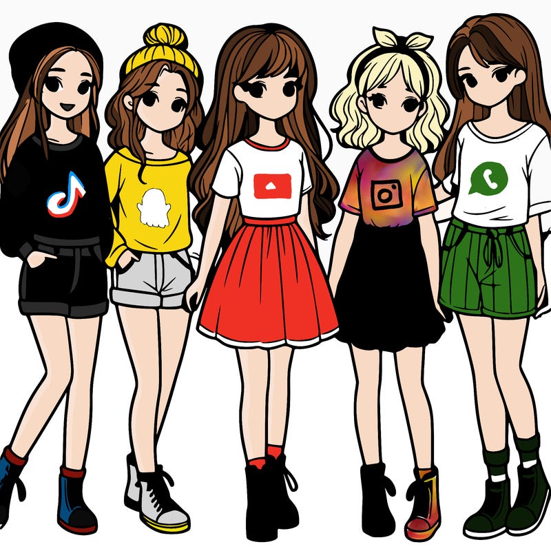 a group of five girls