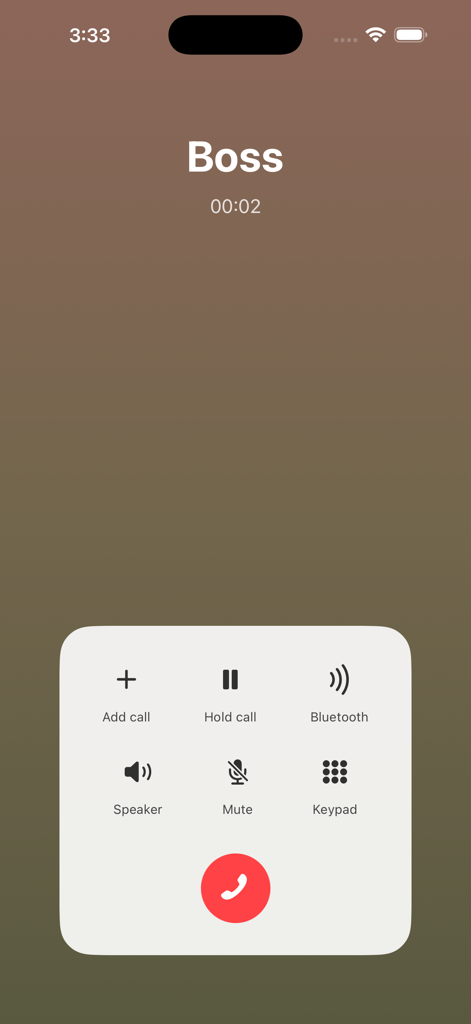 Simulated phone call interface from Boss for career communication and interview practice
