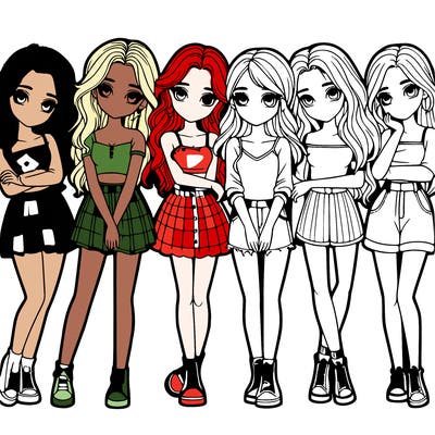 a group of girls realistic