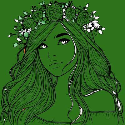 realistic girl with flower crown