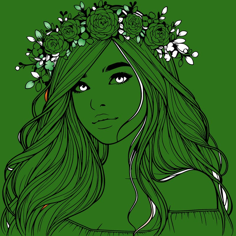 realistic girl with flower crown